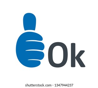 Ok. Approval check icon isolated, quality sign with thumb up 