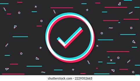 Ok. Approval, support. Positive answer. Choice. Glitch background. Vector illustration