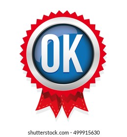 OK badge vector blue