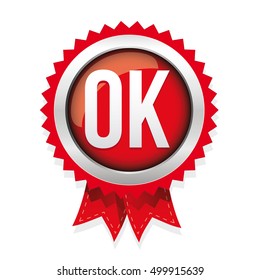 OK badge vector red