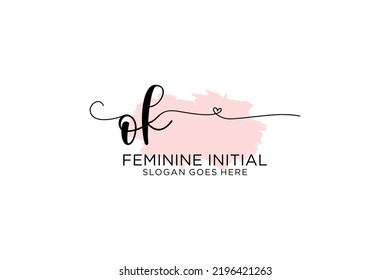 OK beauty monogram and elegant logo design handwriting logo of initial signature, wedding, fashion, floral and botanical with creative template.