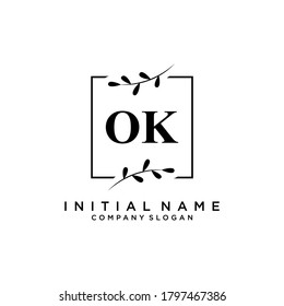 OK Beauty vector initial logo, handwriting logo of initial signature, wedding, fashion, jewerly, boutique, floral and botanical with creative template for any company or business.