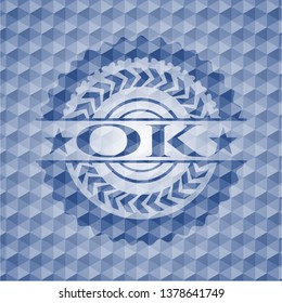 OK  blue polygonal badge.