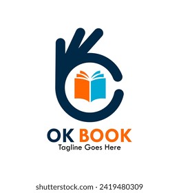 Ok book design logo template illustration