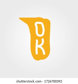 Ok Bubble, Mensaje De Voz Amarillo. Texto del mensaje de voz correcto. Ok en la burbuja de vectores planos. ilustración vectorial.EPS 10