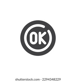 ok button vector icon. filled flat sign for mobile concept and web design. ok button glyph icon. Symbol, logo illustration. Vector graphics