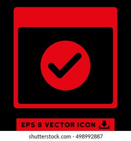 Ok Calendar Day icon. Vector EPS illustration style is flat iconic symbol, red color.