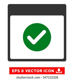Ok Calendar Day icon. Vector EPS illustration style is flat iconic bicolor symbol, green and gray colors.