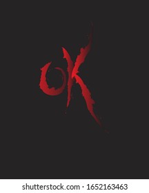 Ok calligraphy vector red gradient graphics illustration.