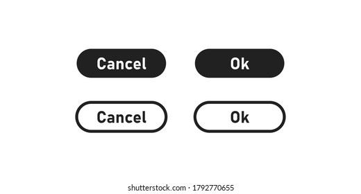 Ok and cancel, simple web window button icon set. Computer illustration concept in vector flat style.