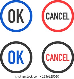 OK and Cansel signs. Set in two color options