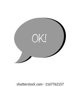 Ok chat bubble flat vector icon isolated on a white background.