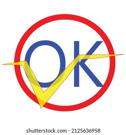 ok check mark icon, flat design