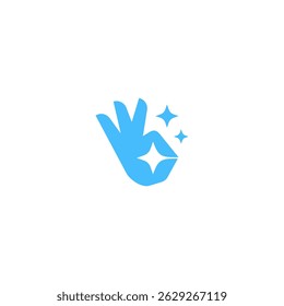 Ok limpo ou toque limpo ou limpo logotipo mão ícone de vetor conceito