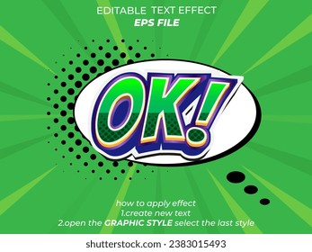 ok comic style text effect, font editable, typography. vector template