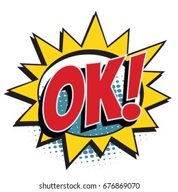 ok comic word. Pop art retro vector illustration