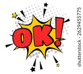 OK comics style text, vintage cartoon message, 60s retro poster, social media post template