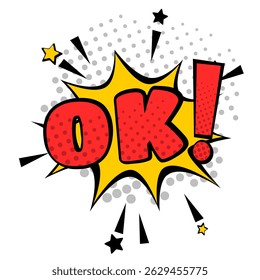 OK comics style text, vintage cartoon message, 60s retro poster, social media post template