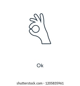 Ok concept line icon. Linear Ok concept outline symbol design. This simple element illustration can be used for web and mobile UI/UX.