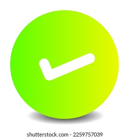 Ok correct right icon button in green design illustration 