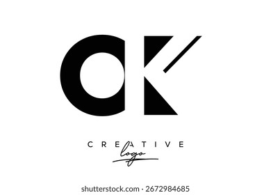 Logotipo creativo minimalista de espacio negativo de OK con monograma moderno para marca y logotipo de marca comercial con letras iniciales Diseño de logotipo para marca.