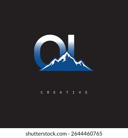 OK Creative Mountain Logo Bold Gradient Letter mark Branding Design for Business Outdoor Brands