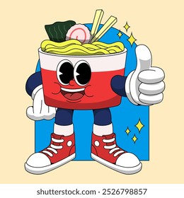 OK CUP RAMEN MASCOT CHARACTER ILLUSTRATION