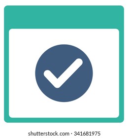 Ok Date vector icon. Style is bicolor flat symbol, cobalt and cyan colors, rounded angles, white background.