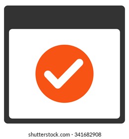 Ok Date vector icon. Style is bicolor flat symbol, orange and gray colors, rounded angles, white background.
