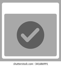 Ok Date vector icon. Style is bicolor flat symbol, dark gray and white colors, rounded angles, silver background.