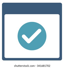 Ok Day vector icon. Style is bicolor flat symbol, cyan and blue colors, rounded angles, white background.