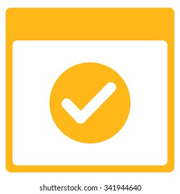 Ok Day vector icon. Style is flat symbol, yellow color, rounded angles, white background.