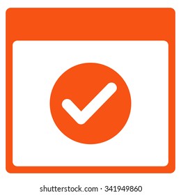Ok Day vector icon. Style is flat symbol, orange color, rounded angles, white background.