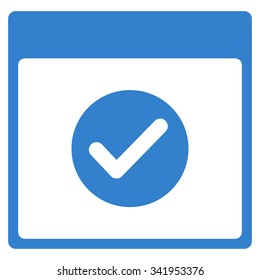 Ok Day vector icon. Style is flat symbol, cobalt color, rounded angles, white background.