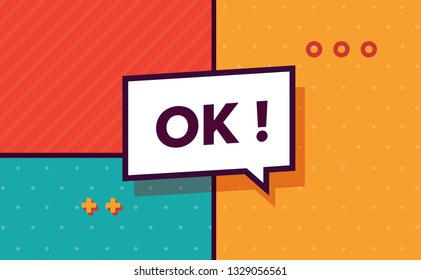 Ok in design banner. vector template for web, print, presentation