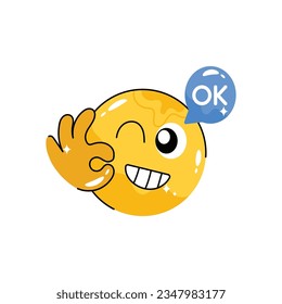 OK doodle vector outline Sticker. EPS 10 file