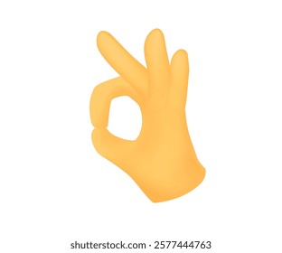 Ok emoji 3D illustration. Okay llustration. Like Finger Sign. positive feedback emoji, emoticon. Isolated on white background. 3d realistic cartoon illustration. OK Hand Vector