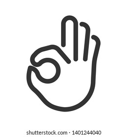 OK emoji linear icon. Hand gesture symbol. Thin line Editable Stroke. 48x48 Pixel Perfect.