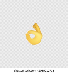 OK emoji. Okay symbol. Cartoon Hand. Isolated on white. Vector