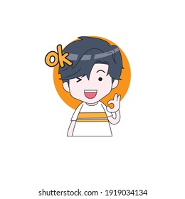 OK Expression Illustration Character Chibi Sticker Vektor