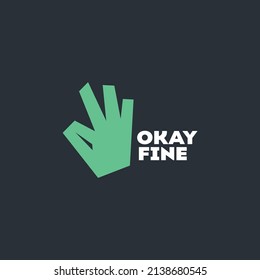 Ok fine logo design modern minimalist style illustration. Logotype symbol hand gesture vector icon