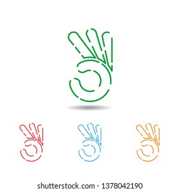 ok finger, vector line icon hand flat style isolated on white background. Logo template for business concept.