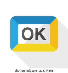ok flat icon with long shadow