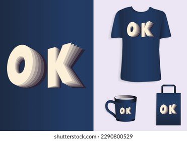 Ok. flip typography design. merchandise print design.