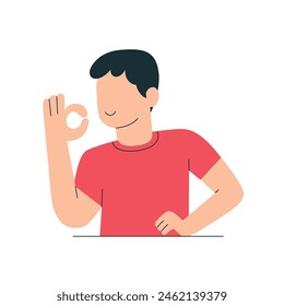 Ok gesture, agree to something and express agreement, Body language agrees concept illustration