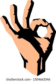 OK gesture closeup of hand. comic cartoon pop art retro vector illustration drawing