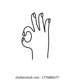 OK gesture doodle icon, vector illustration