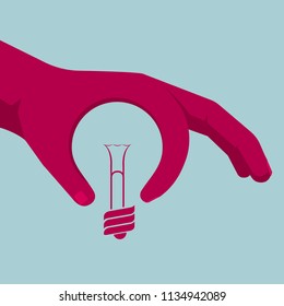 Ok gesture. Form the shape of the lamp, isolated on a blue background.