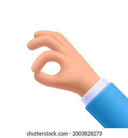 Ok gesture hand, okay sign. 3d vector illustration. 

