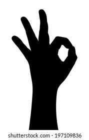 Ok. Gesture of the hand. Vector silhouette